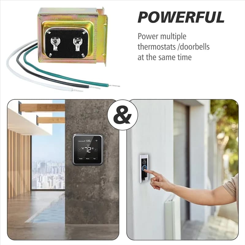 Trasformatore per campanello ABGG-24-Volt AC 40VA, per campanello video cablato ad anello e termostati, alimentatore per campanello per porta cablata