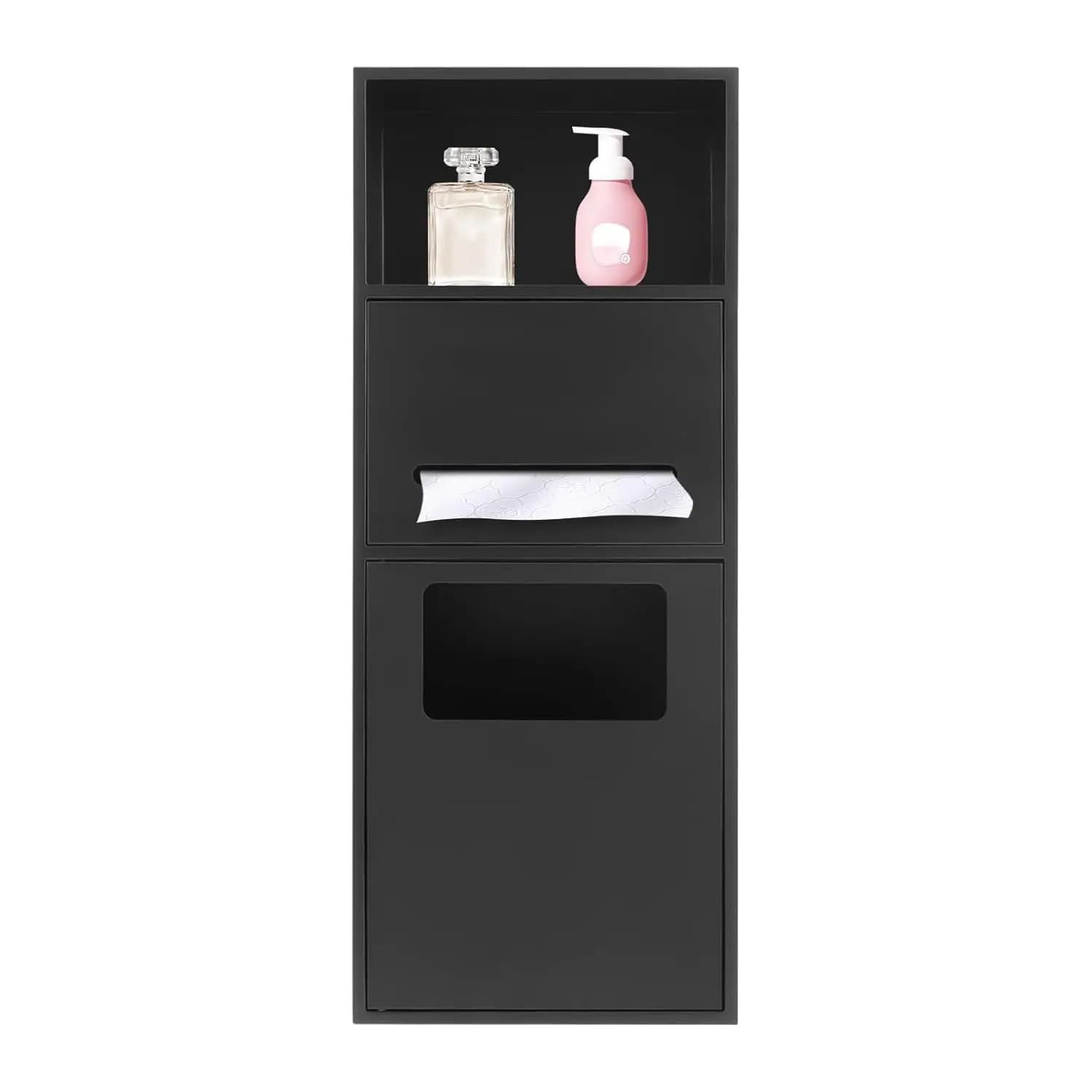Organizzatore Multifunzionale da Parete per Bagno con Portarotolo e Cestino per Rifiuti, per Bagno, Camera da Letto, Ufficio, Cucina, Personalizzabile