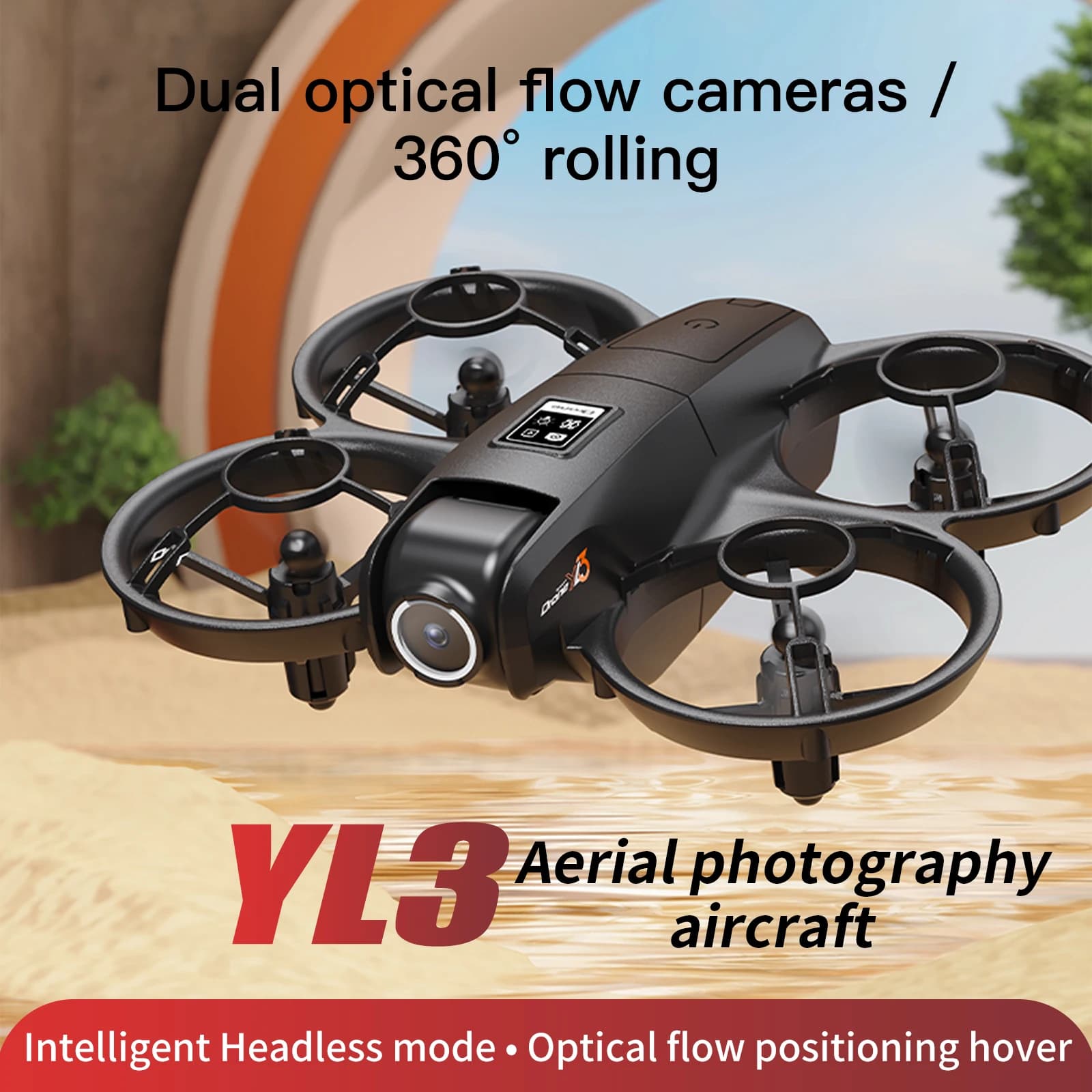 YL3 Remote-Controlled Drone with 2.4-Inch Screen Mobile Video Transmission Dual Remote Cameras Real-Time Image Transmission Opti