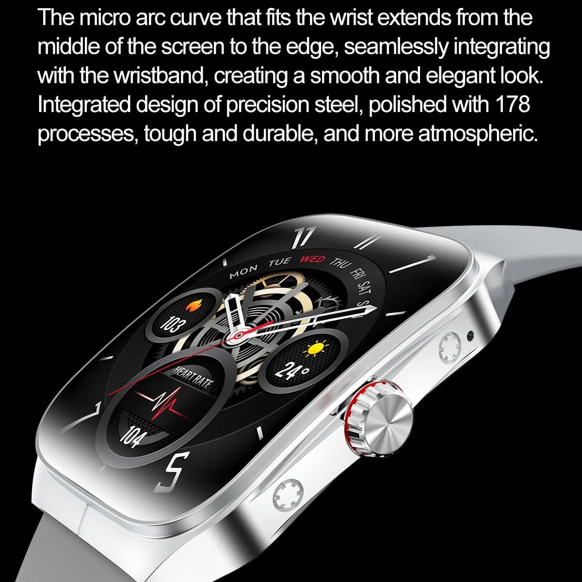 Smartwatch Uomo Donna Orologio Sportivo per la Salute Chiamate Bluetooth NFC Frequenza Cardiaca Assistente Vocale Schermo AMOLED HD da 1,95 Pollici Musica Impermeabile