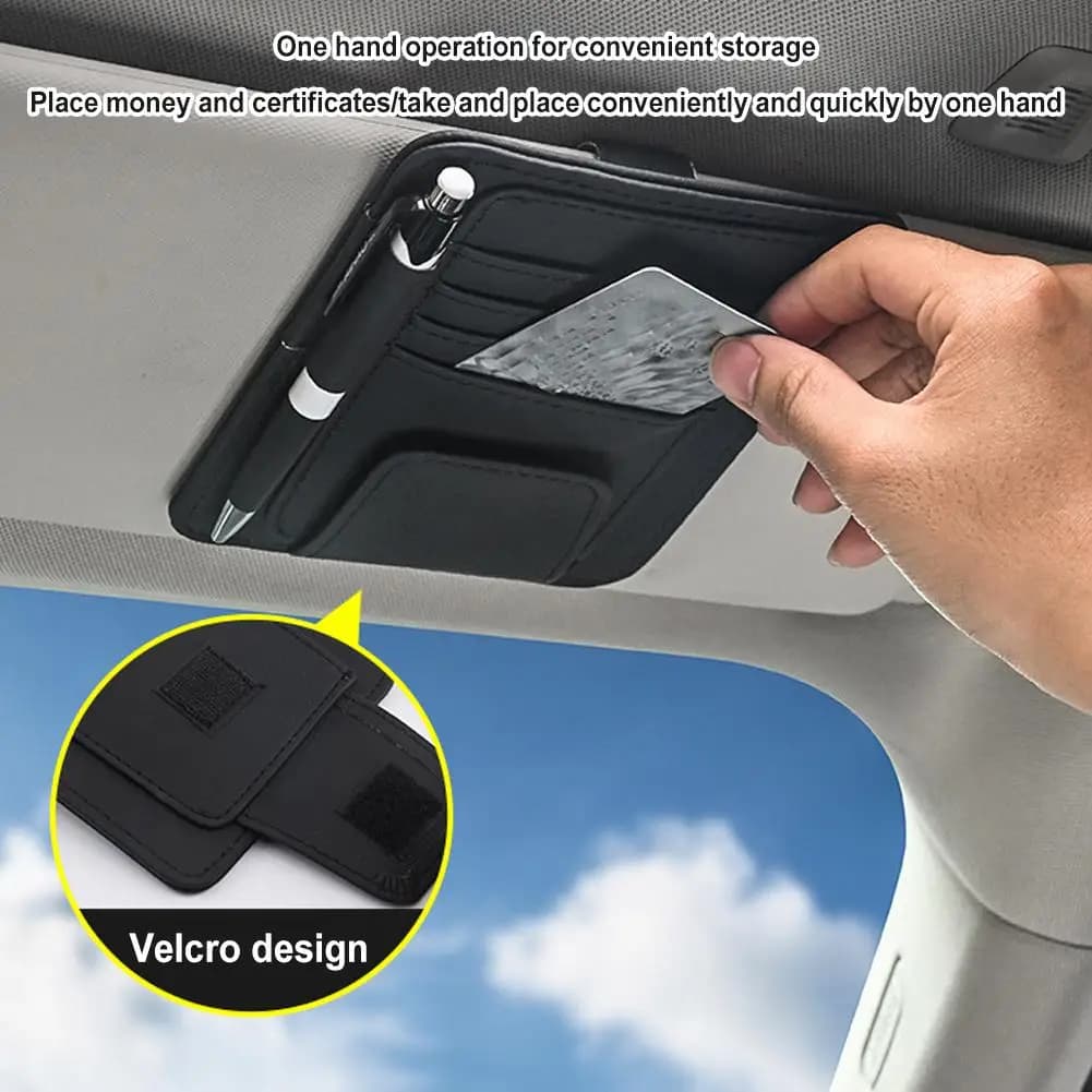 1/2pcs Car Sun Visor Organizer Multi-Pocket Business Card Storage Management Sunglasses Holder Visor Accessories Auto Interior