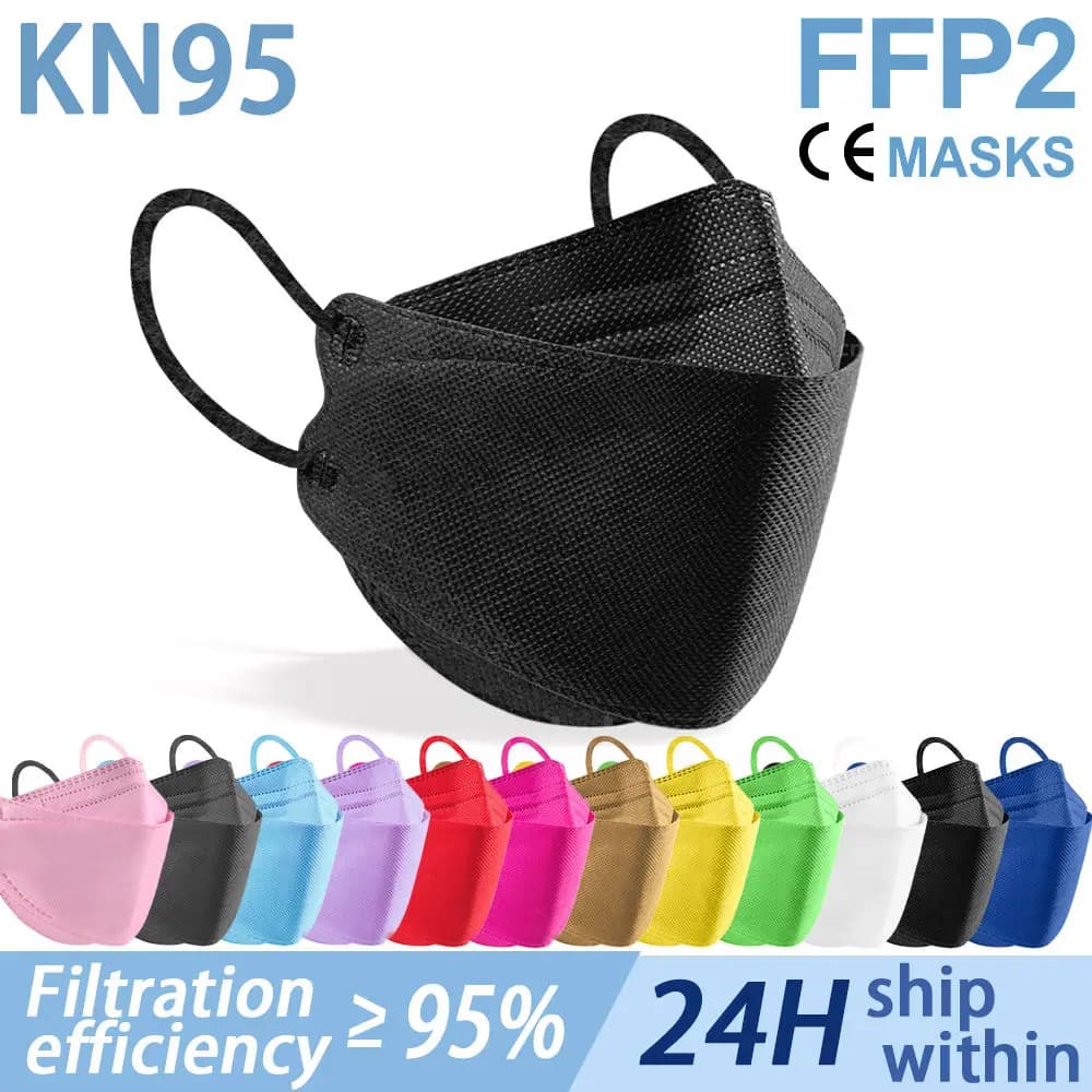 Maschere ffp2 kn95 maschera per il viso mascarillas viso nero gesicht maske fpp2 maschera approvata spagna mascara pesce mascherine 10/50/100pz