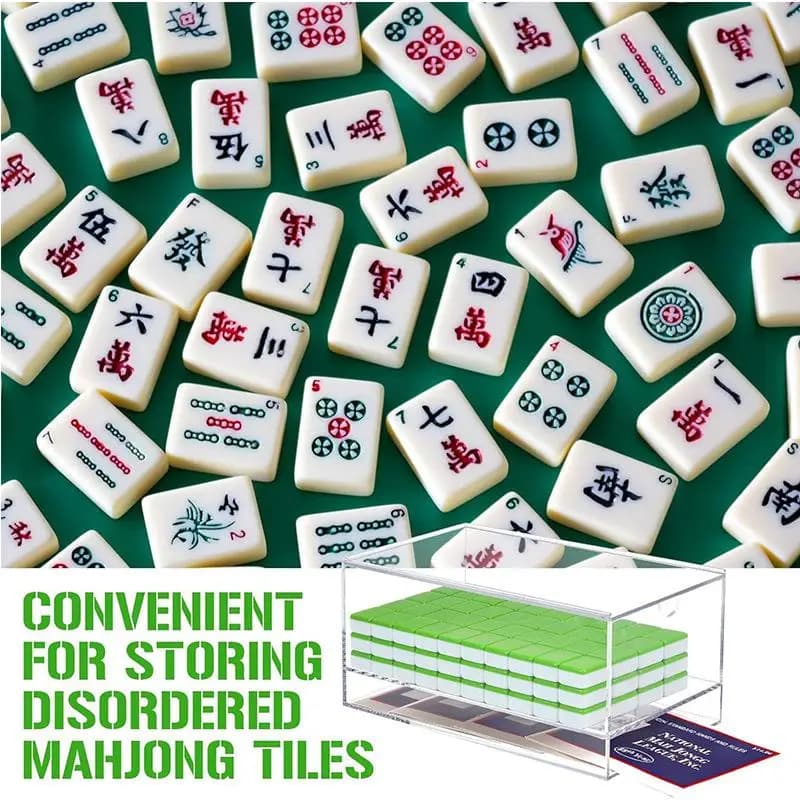 Organizer per Mahjong in Acrilico Trasparente con Doppio Scomparto, Espositore per Set di Tessere, per Collezionismo e Intrattenimento Domestico