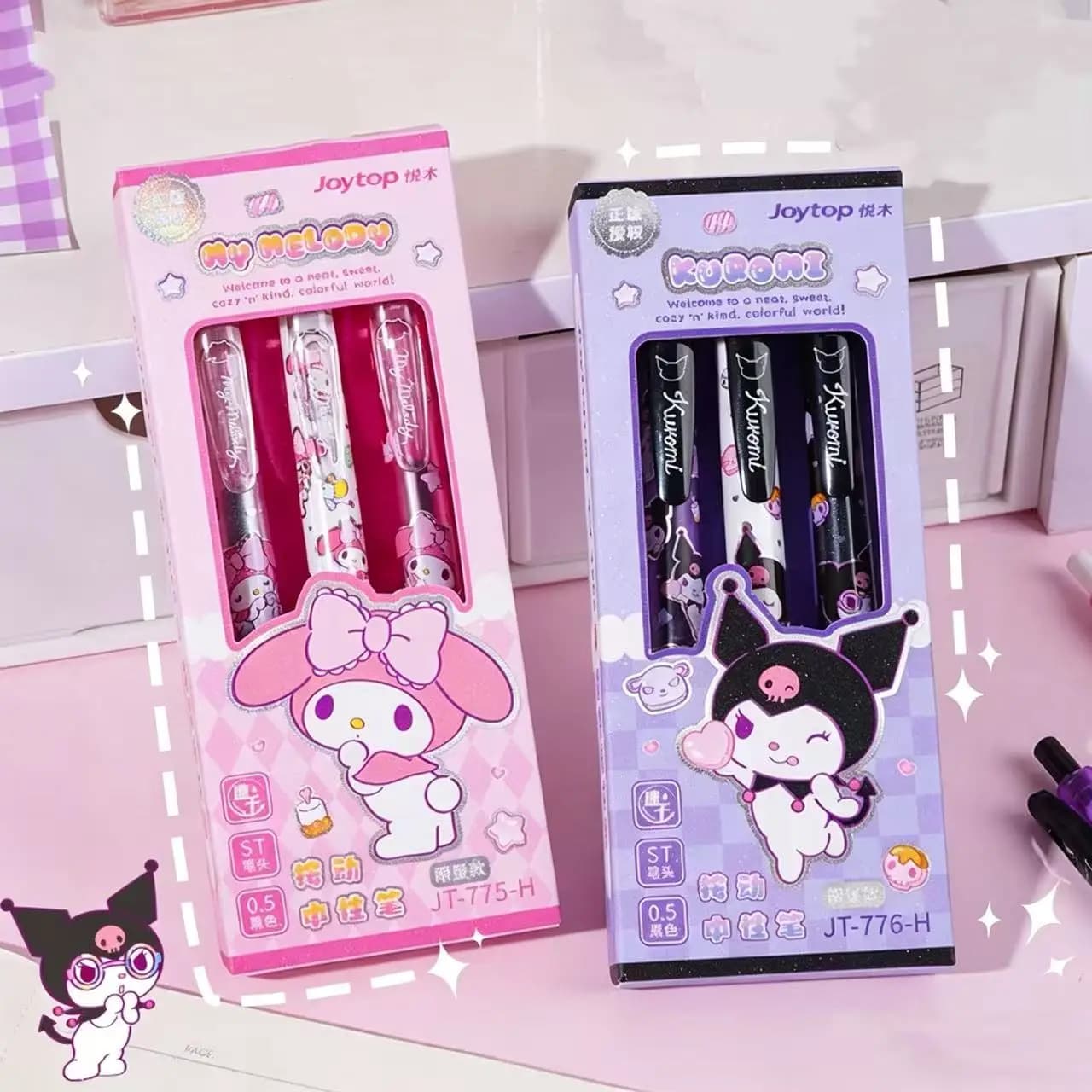 (3 Pezzi/Lotto) Penna Gel Sanrio Kuromi, Scrittura Fluida, Asciugatura Rapida, Inchiostro Nero, Penna Anime Carina per Ragazze, Idea Regalo