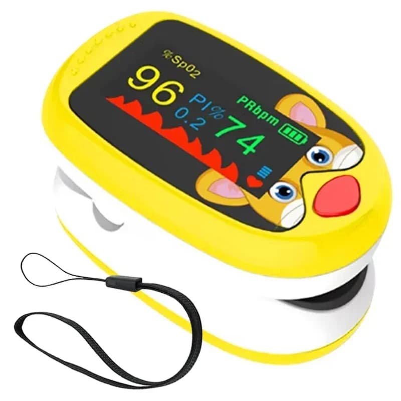 Medical pulse oximeter on the finger for child Rechargeable oxygen meter Cardiofrequencymeter and contactless infrared thermometer