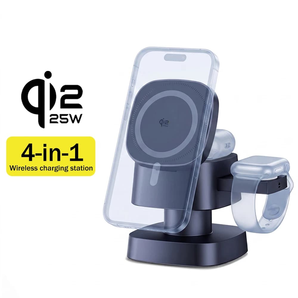 Qi2.2 25W 4 in 1 Magnetic Wireless Charger Stand Foldable Bedside Night Lamp with 45W Adapter For iPhone 17 16 Pro Max iWatch
