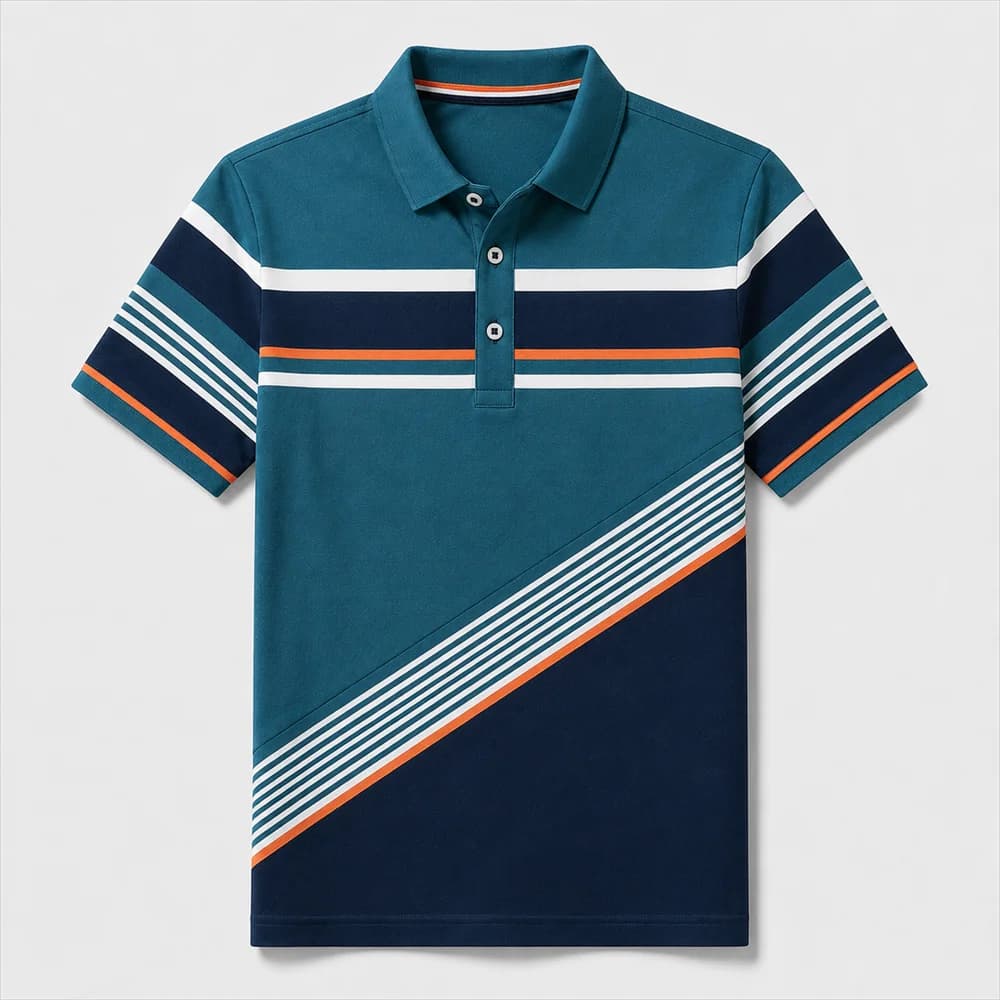 Men Color Block Striped Polo Shirt Short Sleeve Lapel Button Up Summer Business Daily Casual Golf Shirts Outdoor Wear Sports Tee