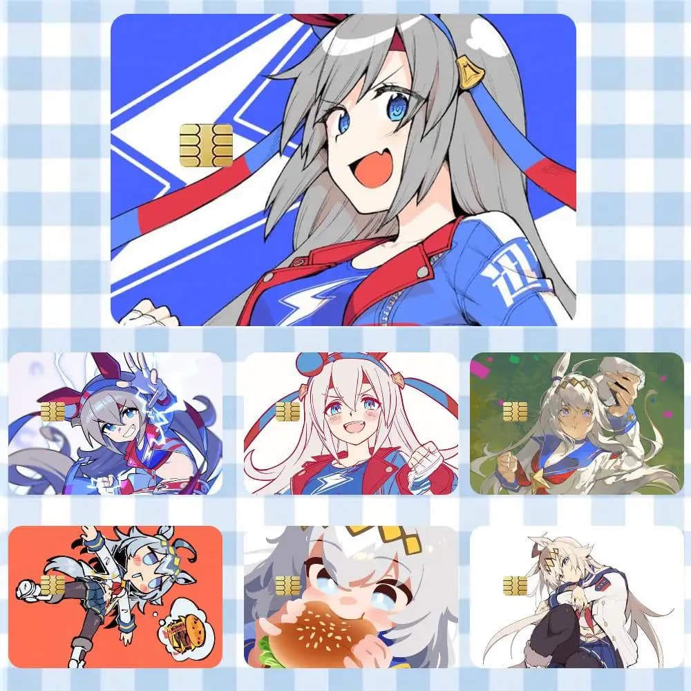 Adesivi Oguri Cap Tamamo Cross Umamusume Pretty Derby per Carte di Credito e Debito, Impermeabili e con Disegni Cartoon
