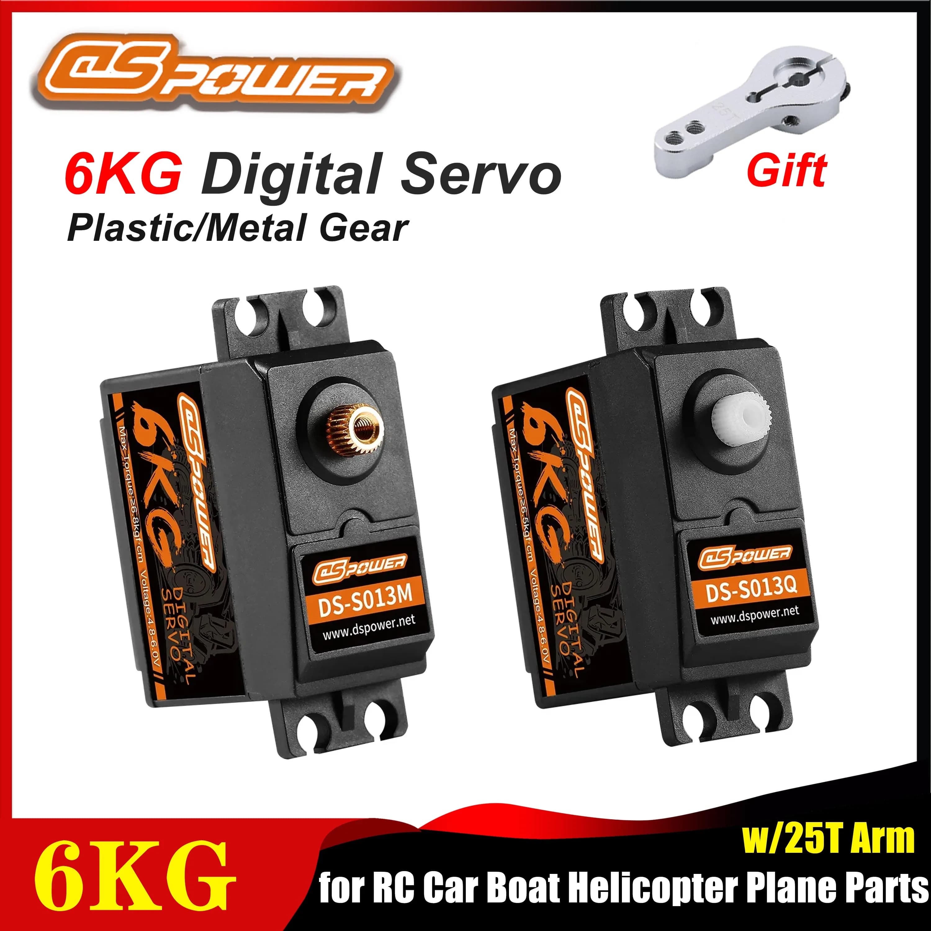 DSpower 6KG Impermeabile Digitale Mirco Servo Plastica/Metallo Gear Servizi Ad Alto Coppia per RC Auto Barca Elicottero Aereo Drone Parti