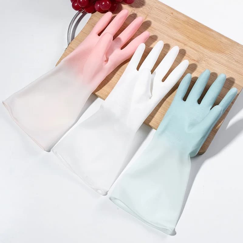 Home-use gradient housework cleaning gloves kitchen oversized durable laundry dishwashing gloves latex waterproof protective gloves