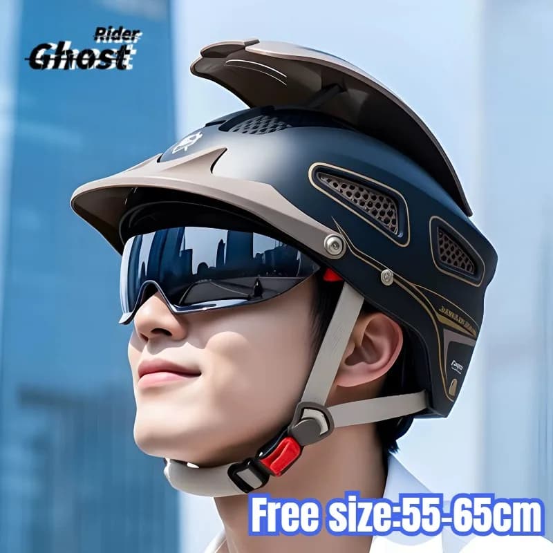 Casco Elettrico Moto Traspirante Estivo, Casco Aperto per Bici Elettrica Uomo Donna, Doppia Lente, Casco Jet Scooter Mezzo Casco