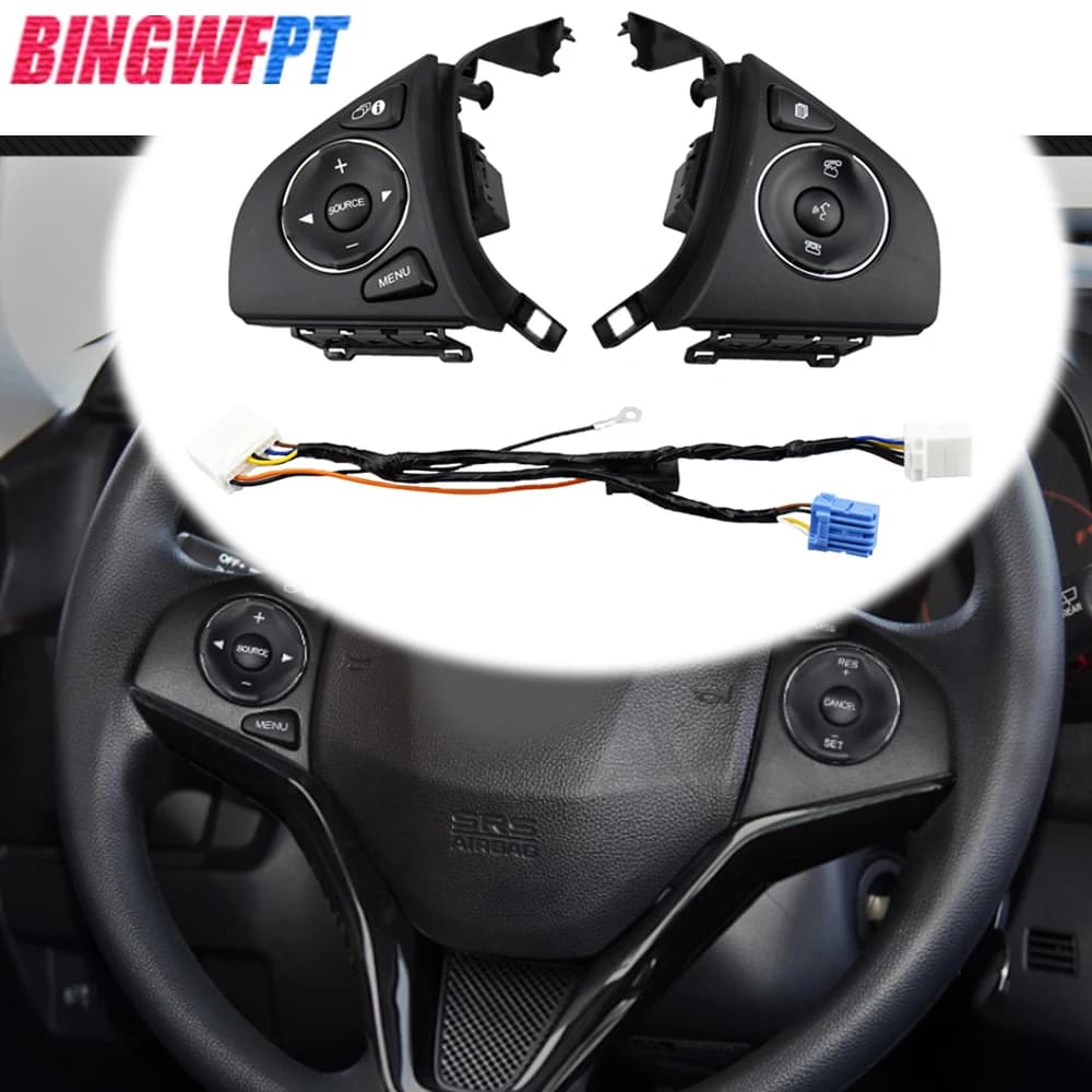 Left+Right+Wire Steering Wheel Control Switches Button For Honda Fit 2015-2018 CITY XRV HRV Volume Phone Buttons