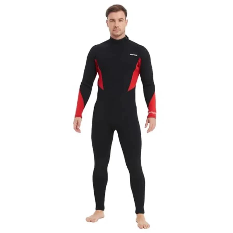 Muta subacquea completa da uomo 5mm per surf, immersioni e snorkeling: neoprene super elasticizzato con cuciture GBS, nera, ultra calda, flessibile e resistente