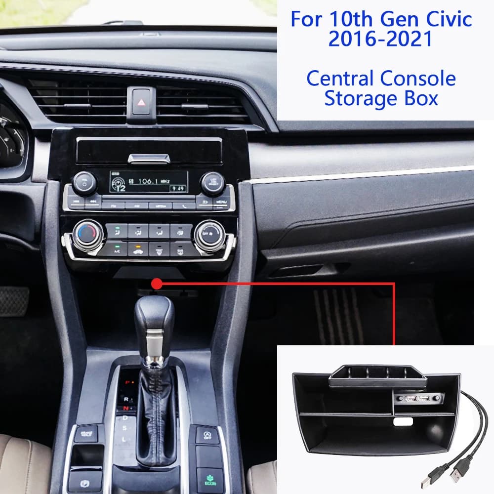 Per Honda Civic Sedan 10th Gen 2016 2017 2018-2021 Central Console Storage Box monete vassoi carte Organizer accessori per auto