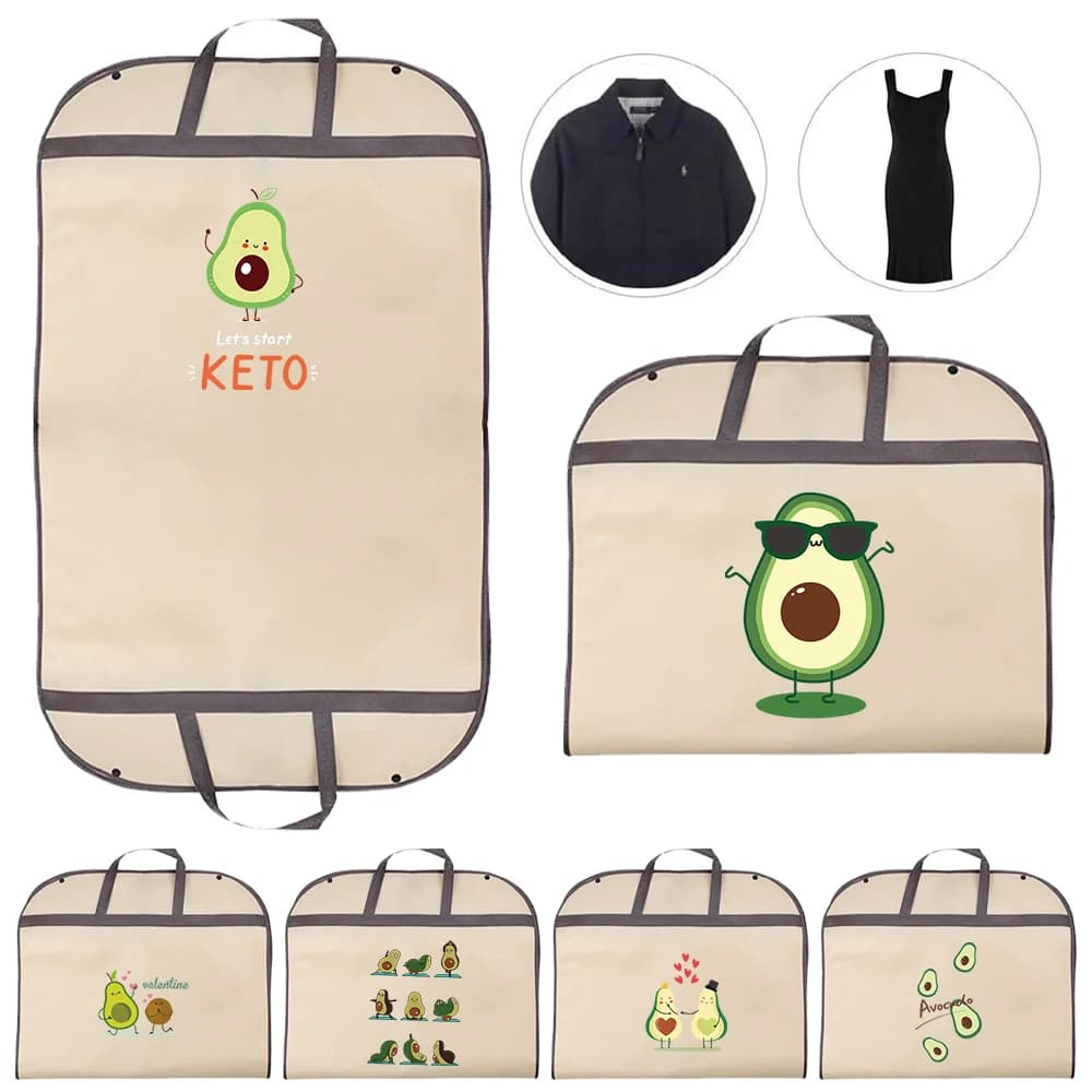 Clothes Dust Cover for Wedding Suit Coat Garment Bags Avocado Print Series Home Wardrobe Clothing Organizer