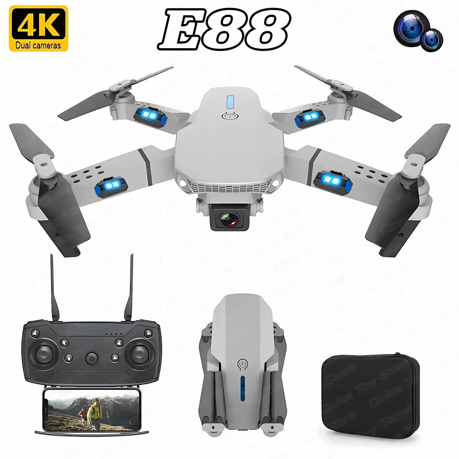 E88 Pro WIFI FPV Large-angle Drone HD 4K 1080P camera height Hold RC folding Quadcopter Dron helicopter boy Christmas gift toy