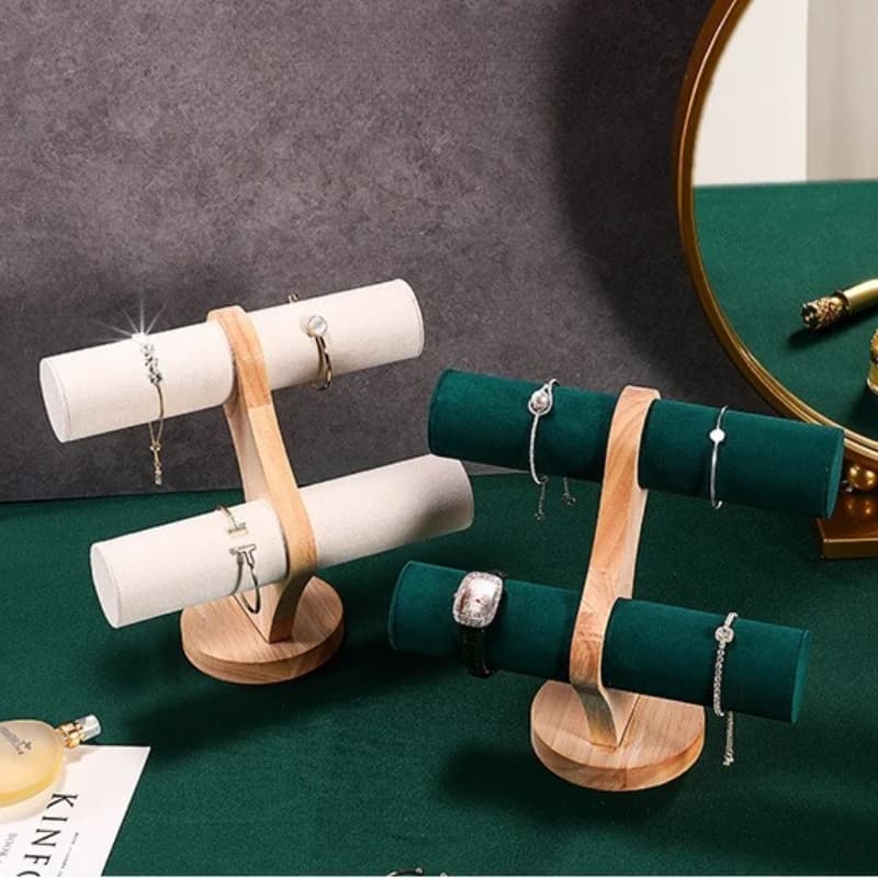 Supporto per bracciale in legno massello Supporto per orologio di lusso Portaoggetti per gioielliere Braccialetti minimalisti Espositore per imballaggio di gioielli