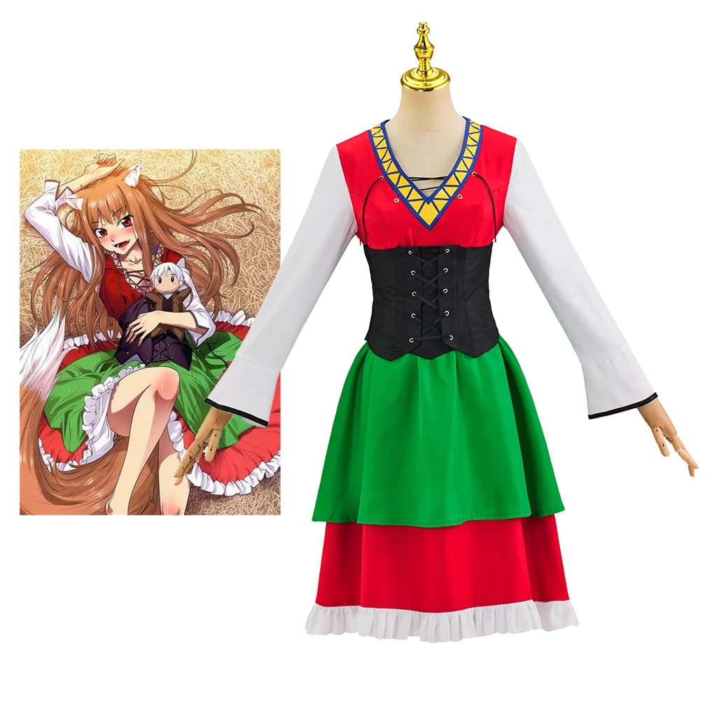Abito cosplay Holo da donna Spice And Wolf Holo Fancy Lolita Dress Moda Costumi cosplay di Natale di Halloween