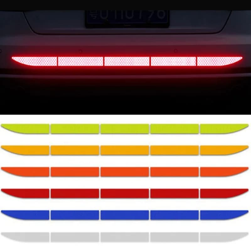 5 pezzi/set adesivi riflettenti per bagagliaio posteriore per auto adesivi di avvertimento per guida notturna decalcomanie adesivo di avvertimento riflettente per guida di sicurezza