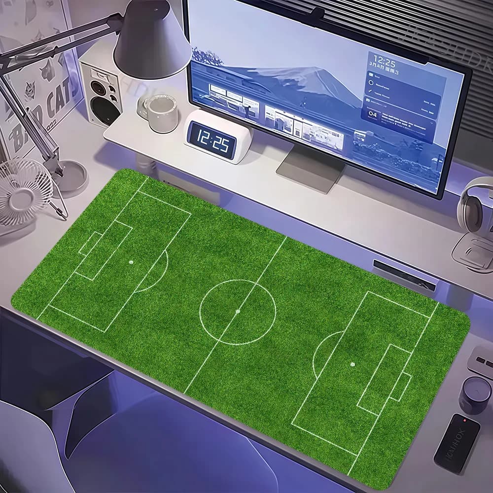 Tappetino per Mouse a Forma di Campo da Calcio Verde, Antiscivolo, Spesso, Grande, con Bordo Cucito, per Ufficio, Studenti e Gaming