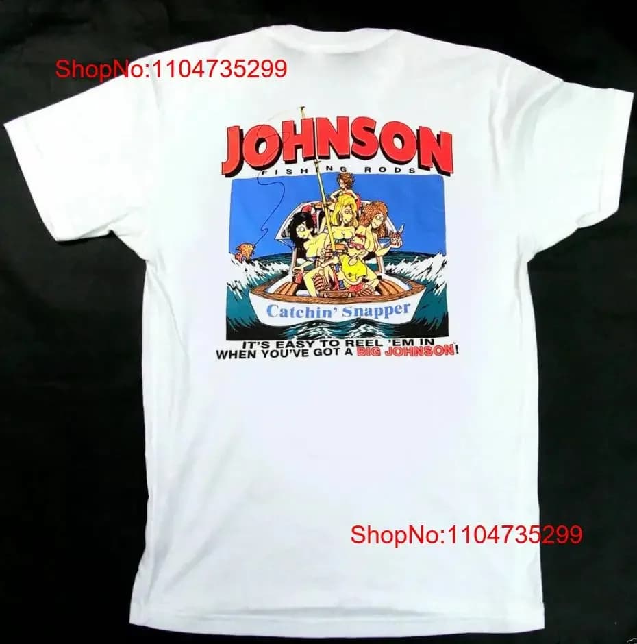 New BIG JOHNSON Canne da pesca Reel Front White T Shirt Taglia S 5X Casual Cool vintage Lavato Versatile abiti firmati Unisex
