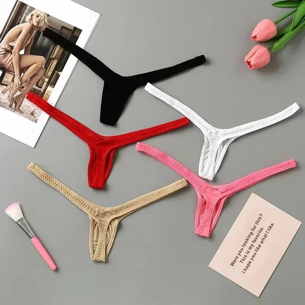 1Pcs Thong Sexy Low Waist Mini Panties Deep V Thong Women's Breathable One Line Bikini Bottom Thong Female Panty Women Underwear