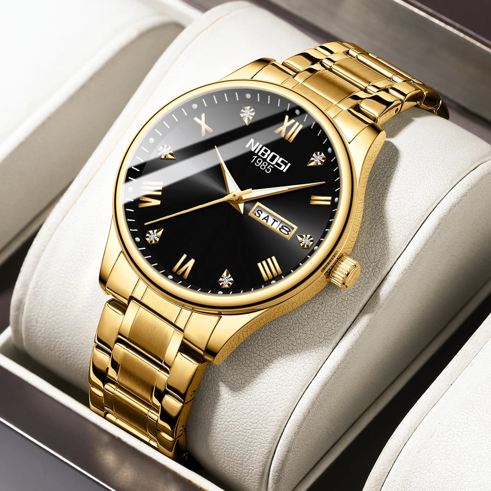 NIBOSI Week Date Mens Watches Luxury Waterproof Luminous Quartz Watch Man Stainless Steel Male Wristwatch Relogios Masculino