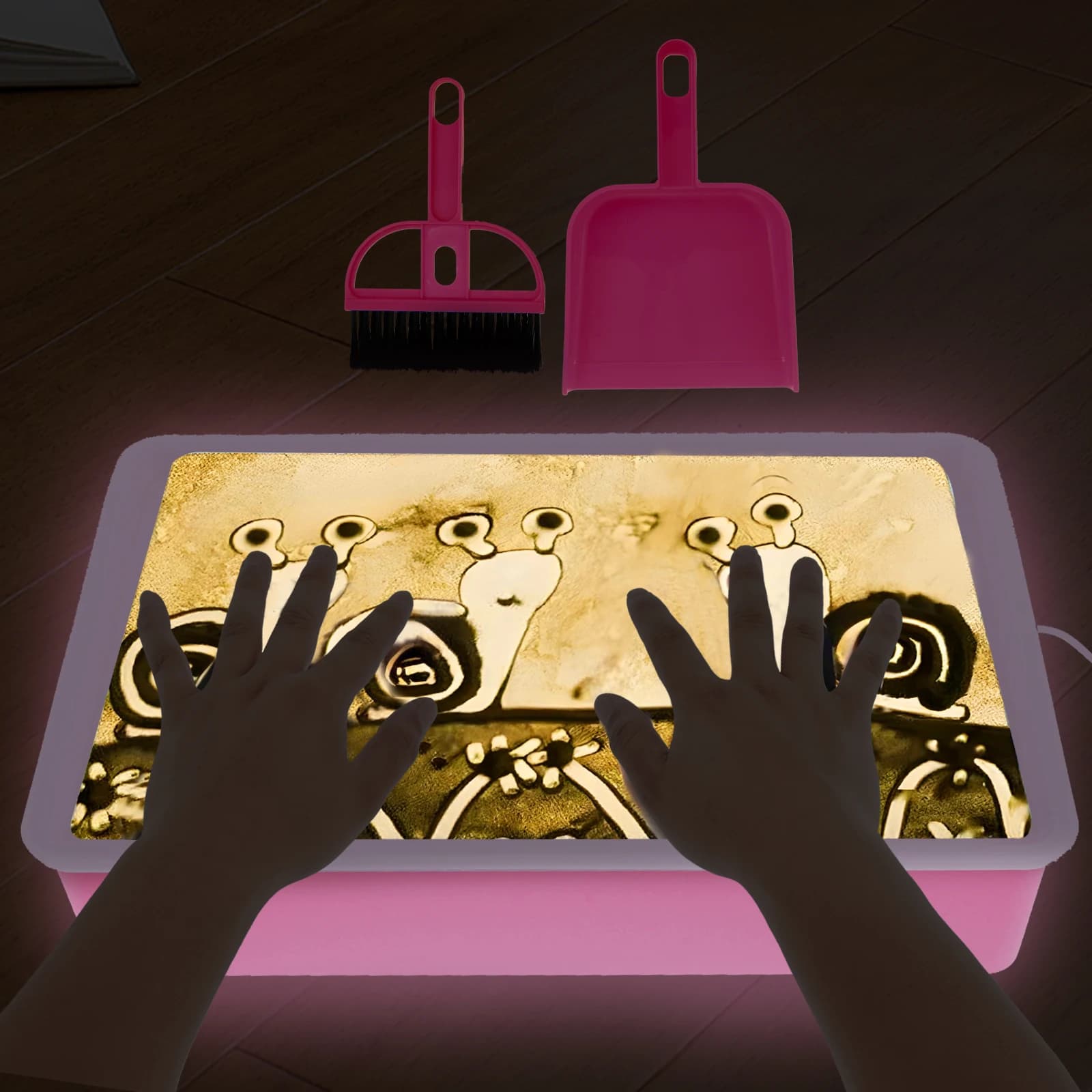 Scatola luminosa per pittura a sabbia fai da te per bambini tavolo per pittura a sabbia creativa arte cinetica LED Mini Sand Light Art Table regali per le vacanze per bambini