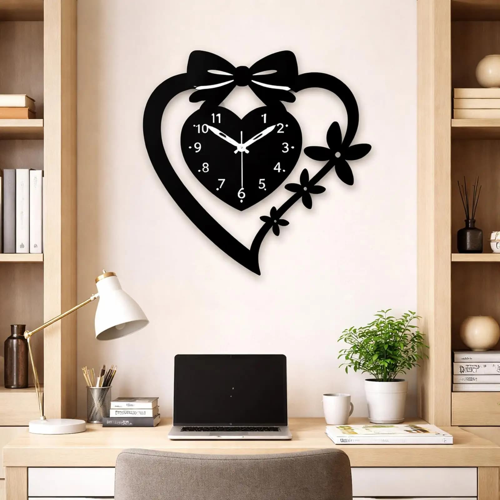 Elegante Orologio da Parete in Acrilico Silenzioso con Design a Cuore, Arte Decorativa Moderna da Appendere per Casa, Ufficio, Soggiorno, San Valentino