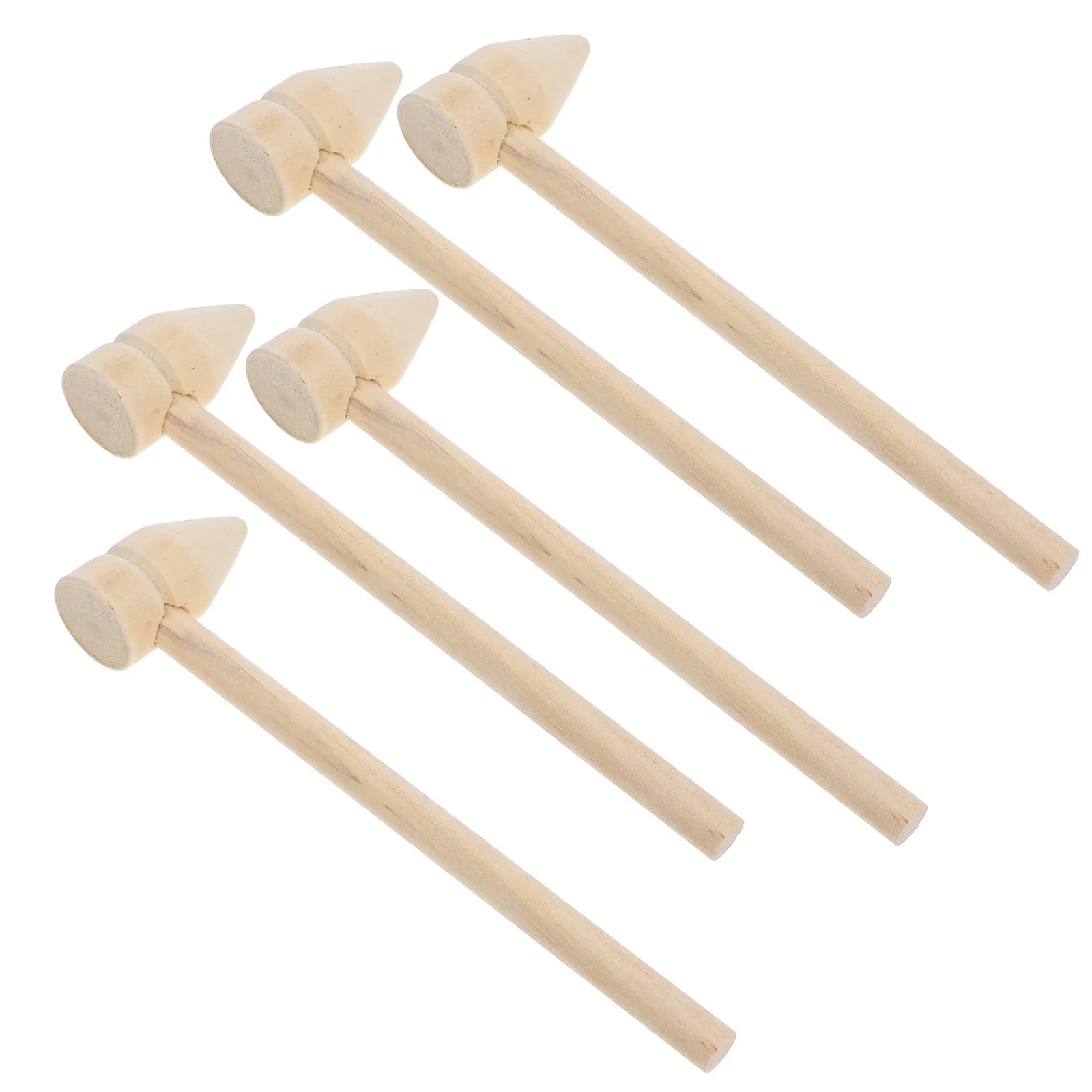 Set di 5 Piccoli Martelli in Legno per Bambini, Mini Mazze Ergonomiche con Bordi Lisci e Sicuri per Costruzioni e Giochi di Ruolo Archeologici