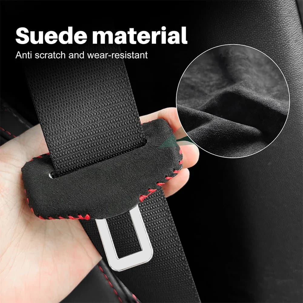 Copertura in pelle scamosciata per fibbia cintura di sicurezza auto per MINI Cooper Countryman U25 2024 2025 2026, protezione anti-collisione in pelle PU, accessori