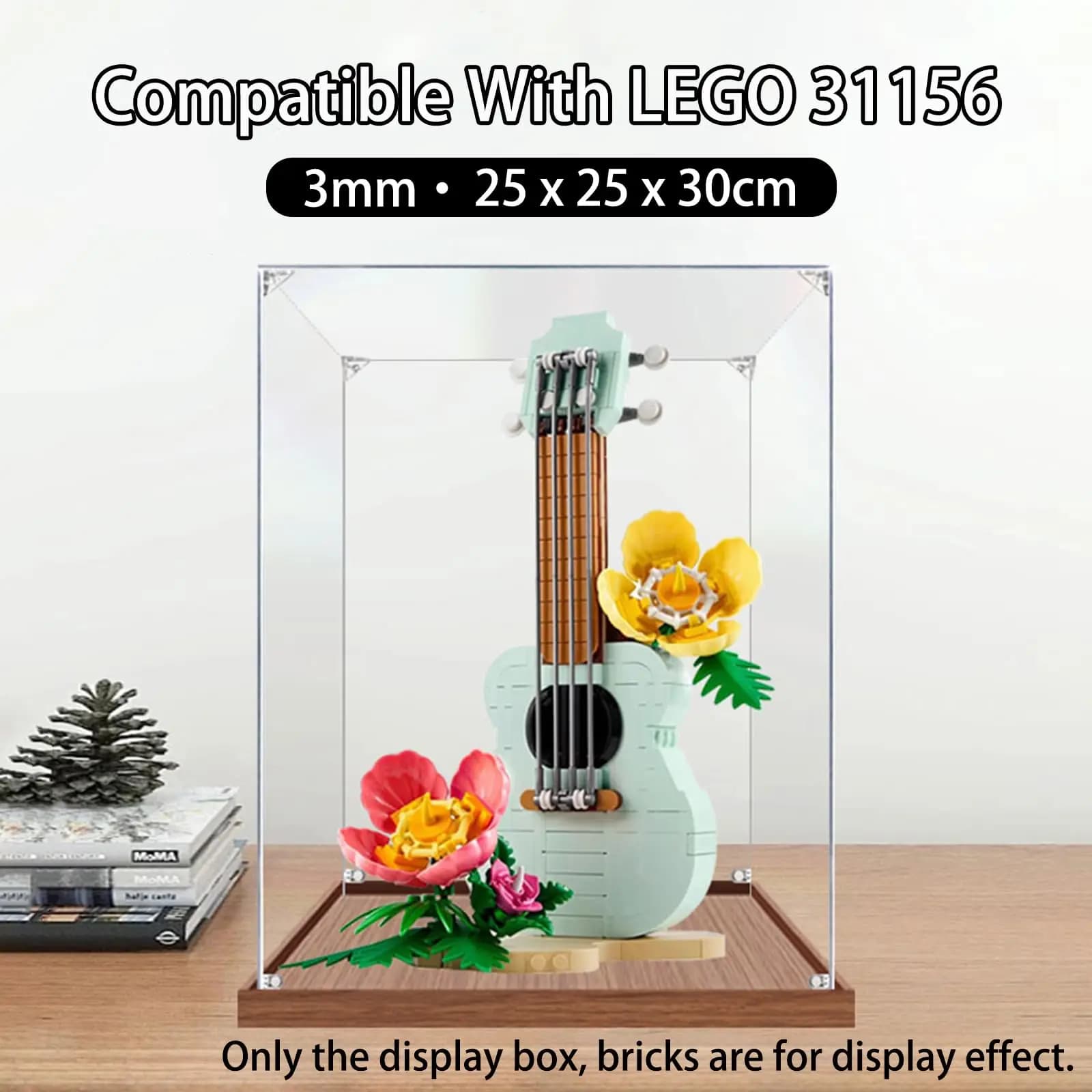 Vetrina in acrilico per modello di ukulele tropicale Lego 31156 - Scatola portaoggetti trasparente antipolvere (modello non incluso)