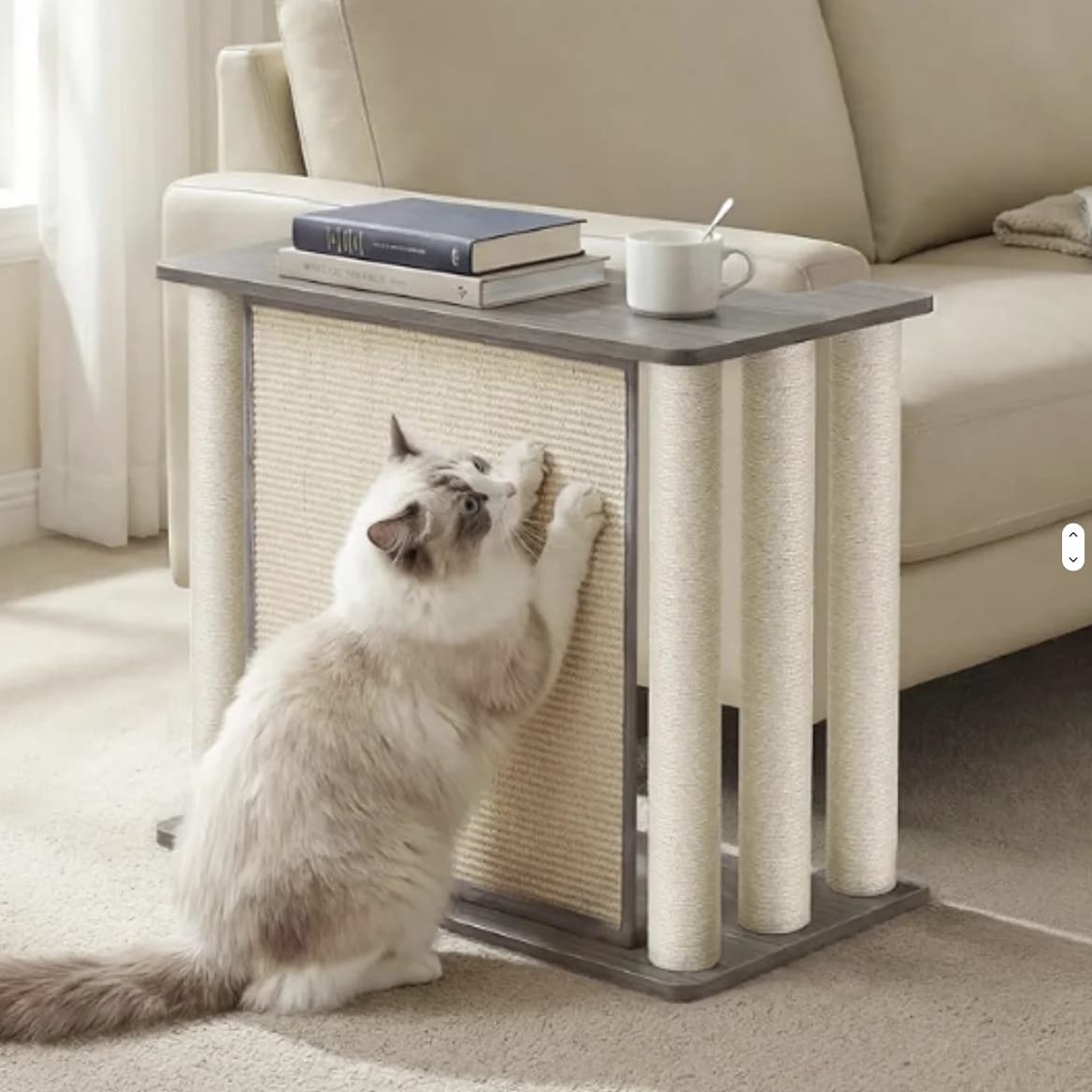 OEM/ODM Luxury Wooden Cat Scratcher Table With Sisal Mat & Posts Sofa Protector Cat Tree Furniture For Indoor Cats
