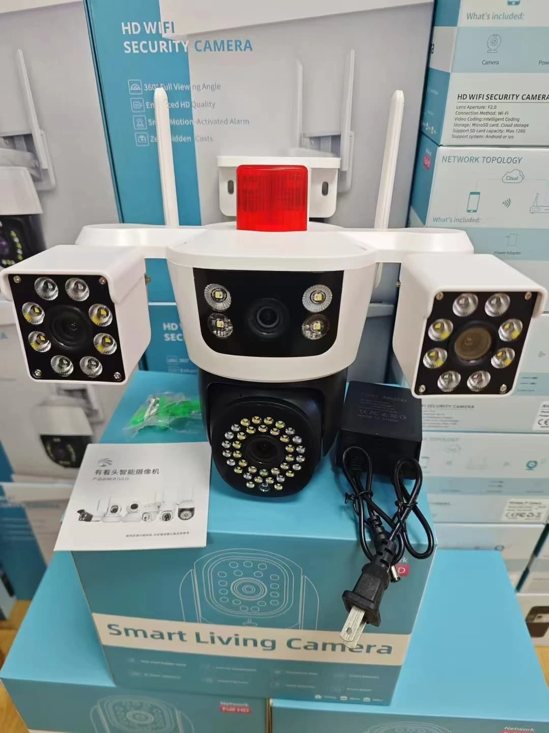 6MP UHD Yoosee APP Tripla lente Wireless PTZ IP Dome Camera a colori AI Rilevazione umanoide Sicurezza domestica CCTV Baby Monitor