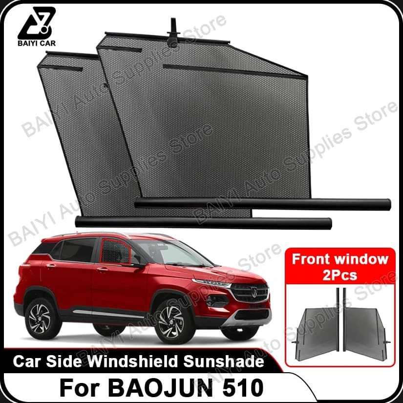 2 pcs for front side windows for cars, for automatic lifting curtains BAOJUN 510, shaded curtains for solar protection, interior accessories for cars