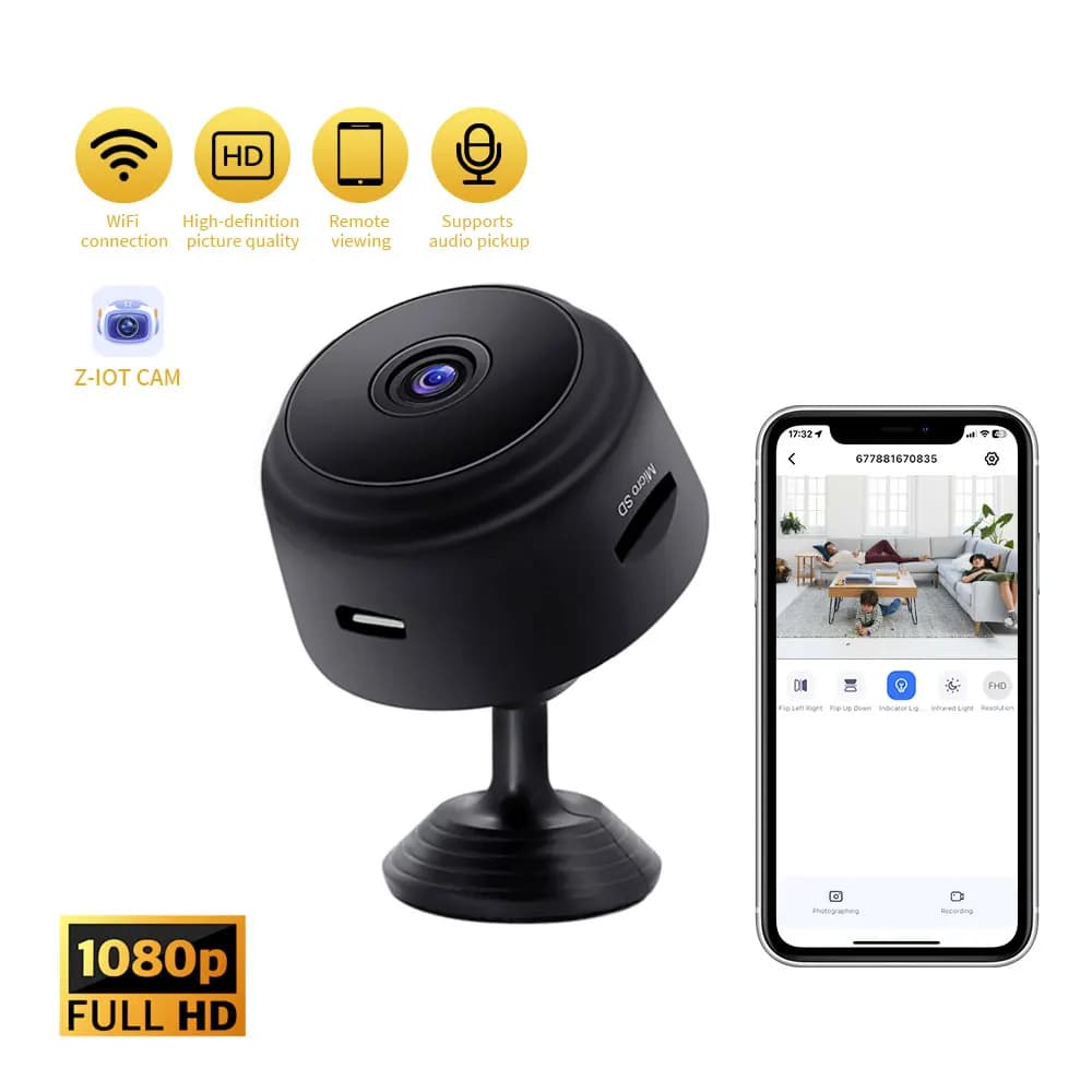 Mini telecamera WiFi, videoregistratore wireless, telecamera di sicurezza e protezione, telecamera di monitoraggio intelligente per la casa, per neonati e animali domestici