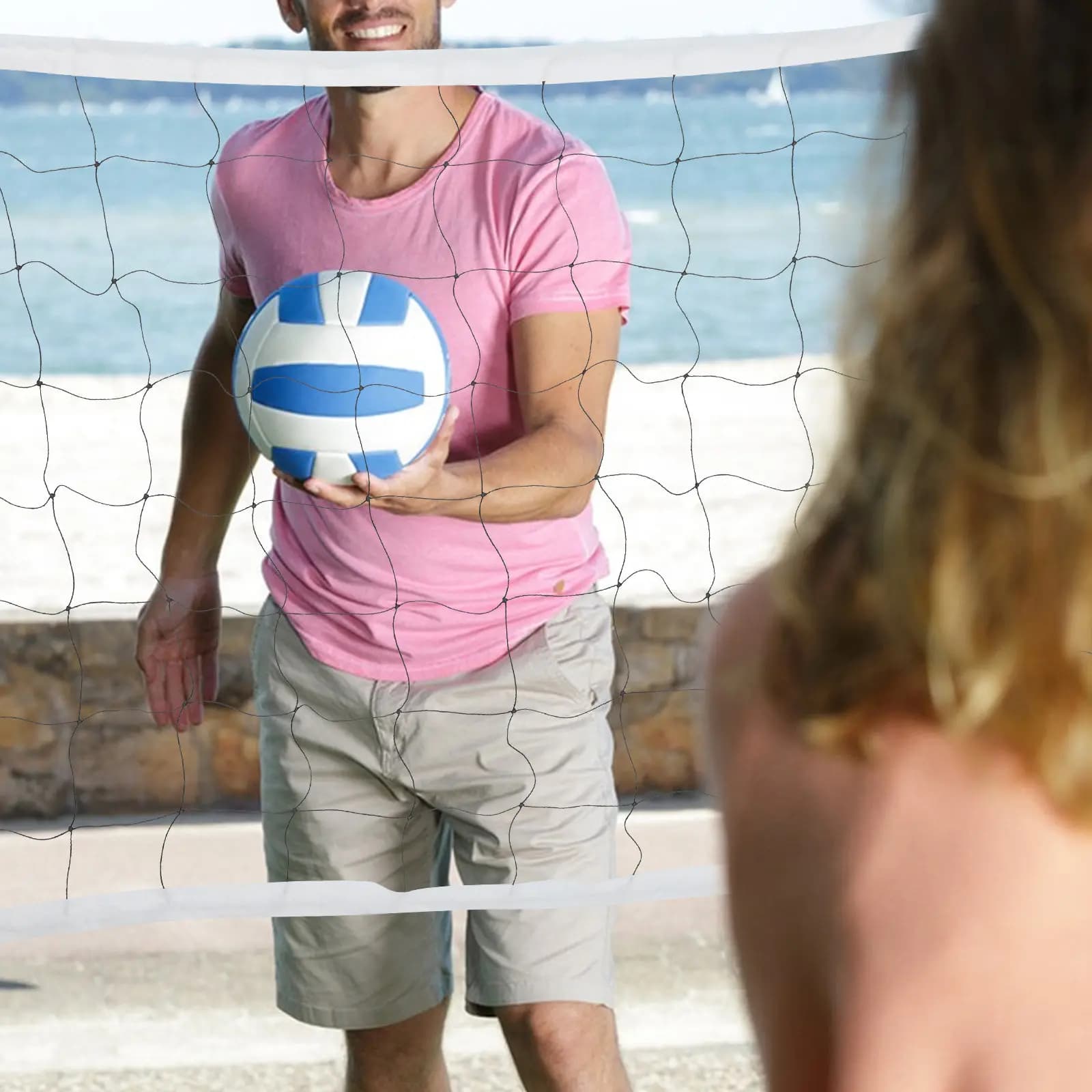 Rete da Pallavolo Portatile Resistente per Spiaggia, Esterni, Cortile, Piscina, Parco, Giardino - Rete Professionale di Dimensioni Standard