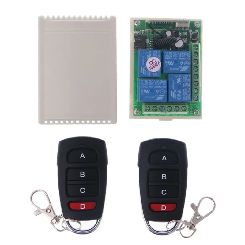 Modulo ricevitore telecomando RF wireless 433 MHz 24 V 4 canali + 2x trasmettitori per porta del garage elettrico