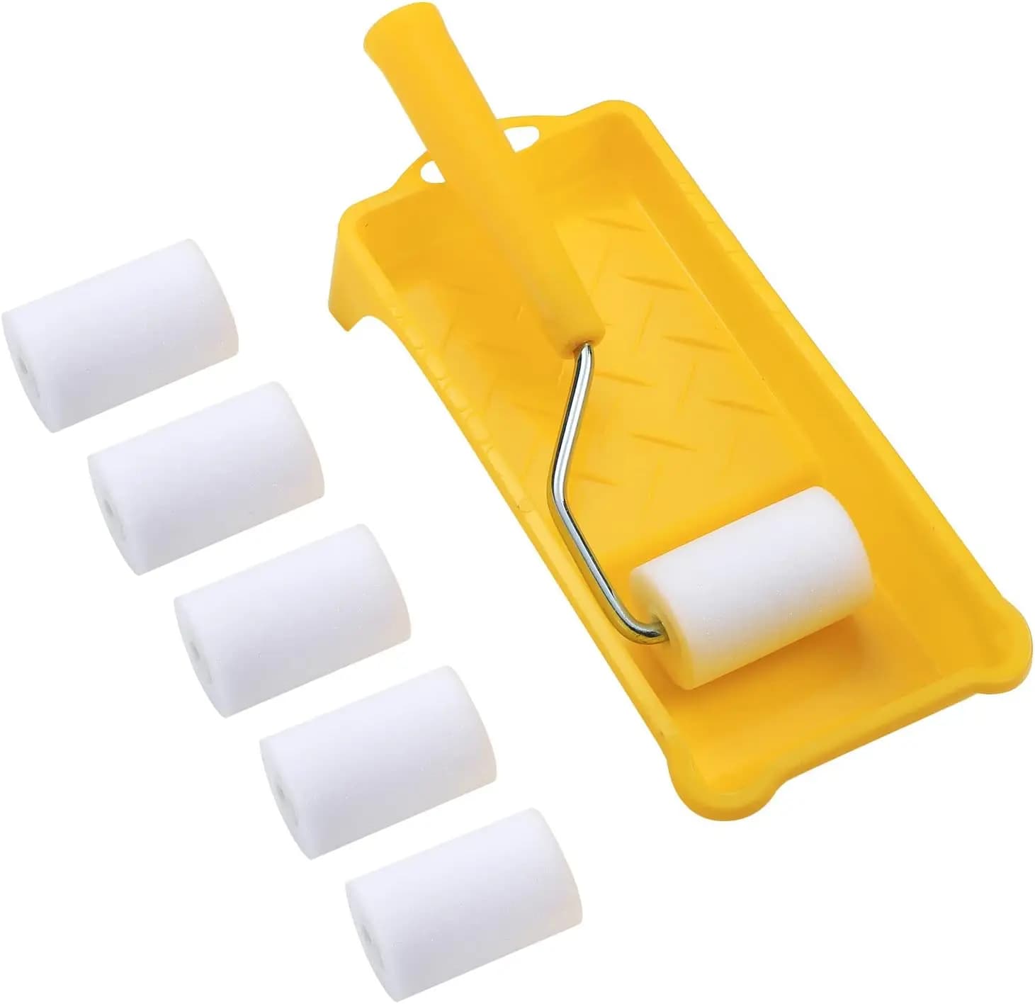 Kit Mini Rullo per Pittura da 2 Pollici con Ricariche in Schiuma ad Alta Densità per Ritocchi e Finiture Lisce
