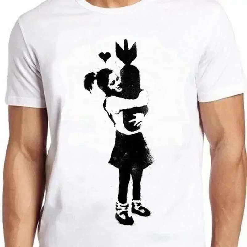 Banksy Girl Hugging Art Drawing Meme Cool Funny Gift Top Tee T Shirt C1128