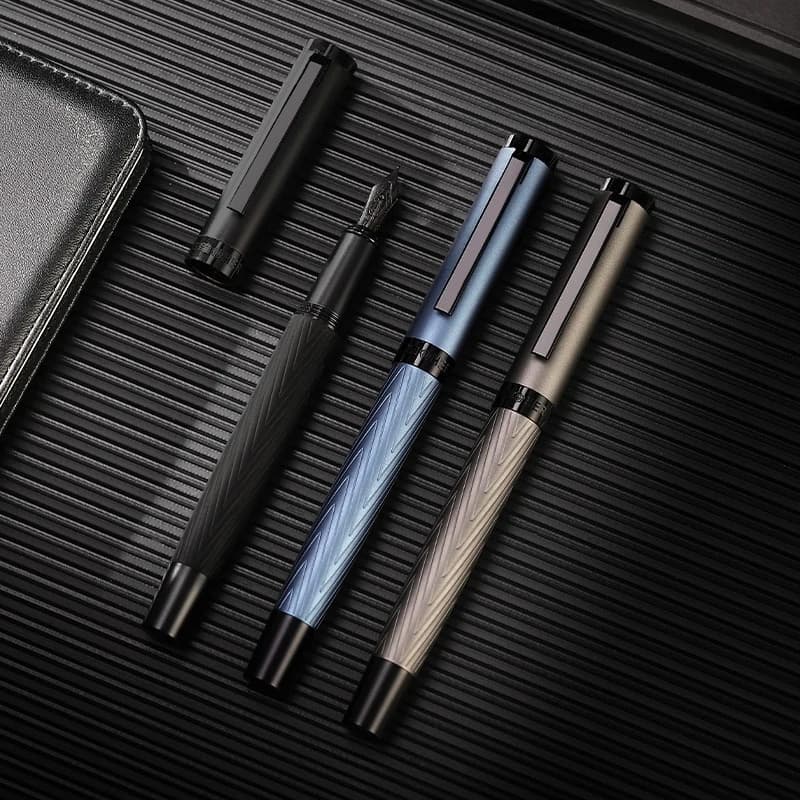 HERO Blue Gray Fountain Pen Black 0.5mm Nib Adult Business Office Set Student Pointed Pen for Calligraphy Practice Ballpoint Pen