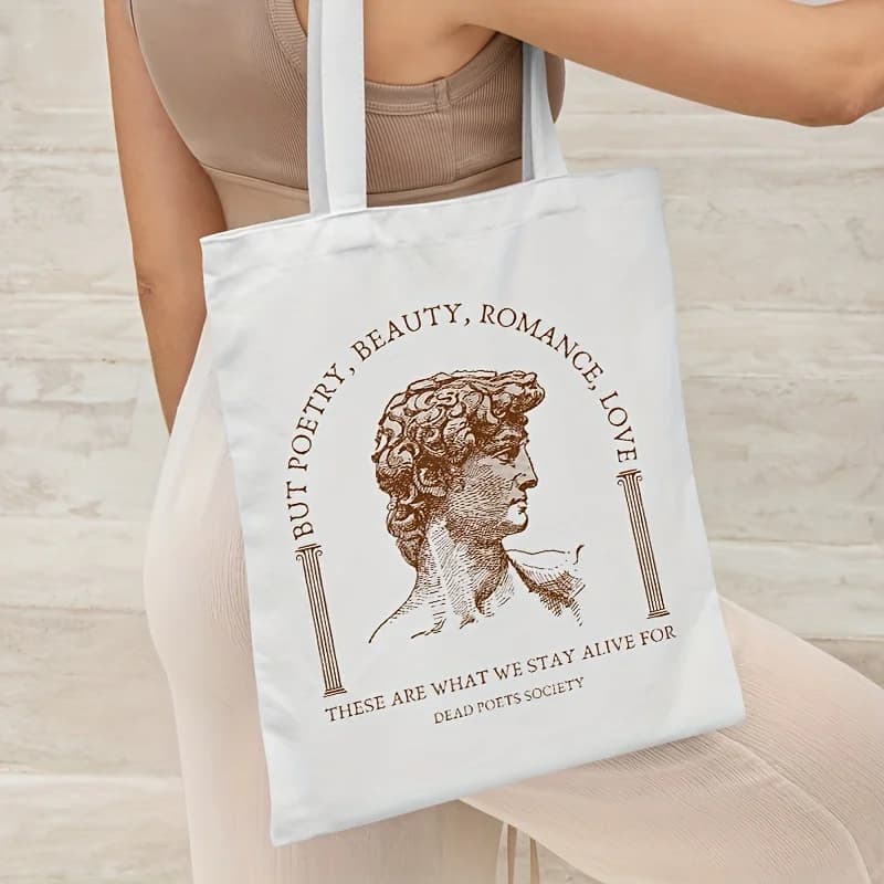 Borsa tote con motivo Death Poet Society Dark College, borse con spedizione gratuita, borsa per la spesa riutilizzabile, borse tote in tela alla moda