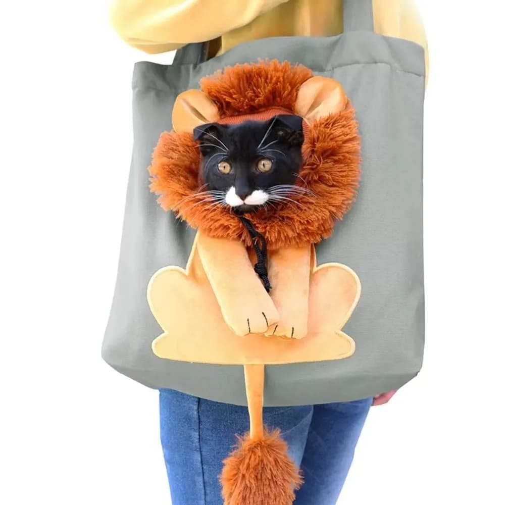 Soft Breathable Pet Carrier Bags Lion Design Zippers Shoulder Bag Soft Lightweight Travel Pet Handbags For Cats Outdoor