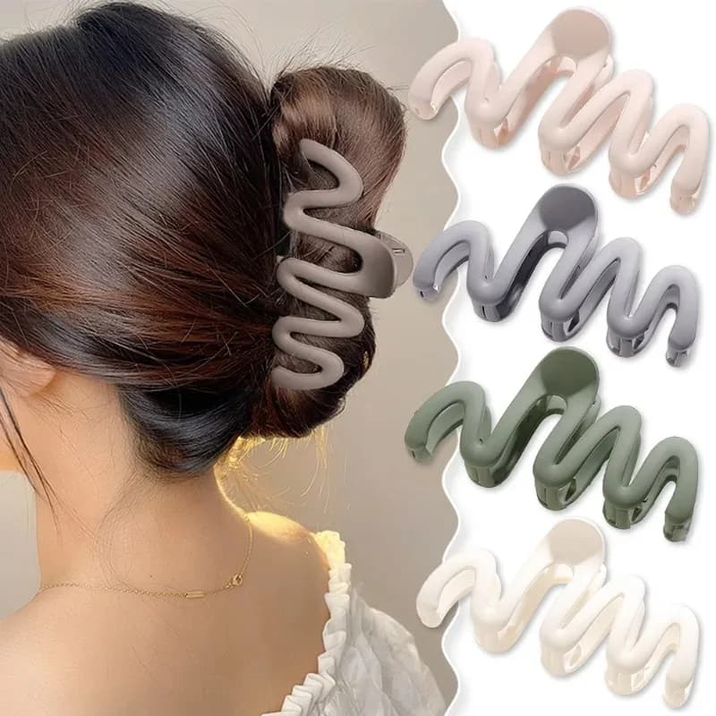 20 Colors Candy Matte Geometric Wave Large Carb Claw Clips for Women Thick Hair Accessories Girls Elegant Catch Clamp Headwear