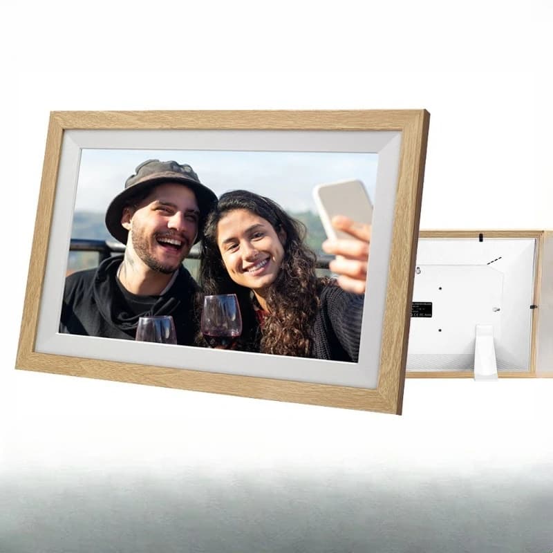 Cornice digitale Frameo da 15 pollici con Wi-Fi, schermo IPS touch ad alta definizione, riproduzione di foto e video.