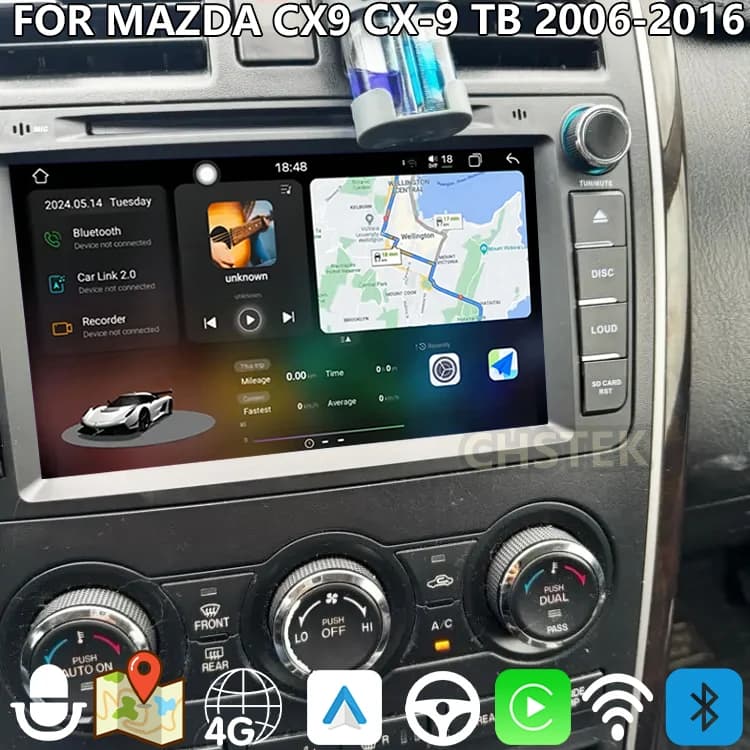 CHSTEK Car Android 14 Wireless Carplay For Mazda CX9 CX-9 TB 2006-2016 GPS WIFI BT5 Auto Vedio Stereo Navigation Upgrade Models