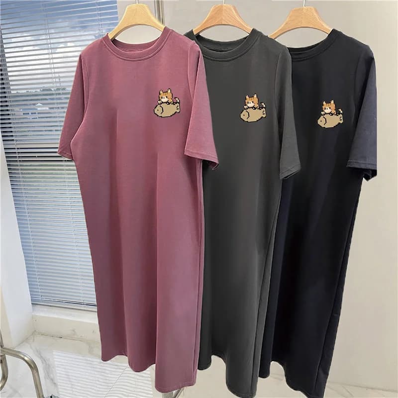 Abiti casual, nuove gonne t-shirt a maniche corte larghe estive di grandi dimensioni per le donne, gonne lunghe stile moda estiva