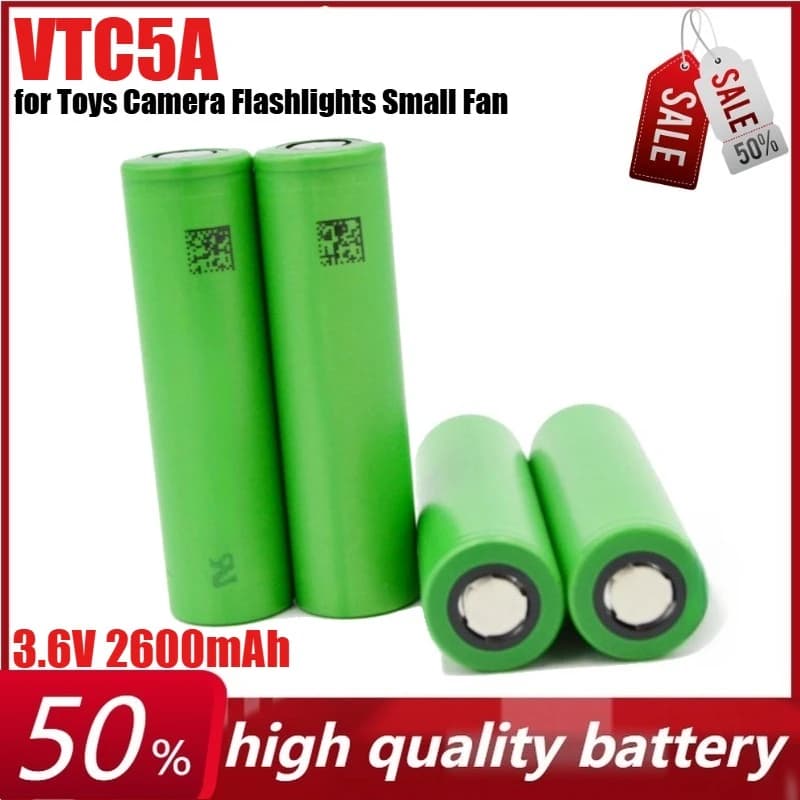 3.6V 2600mAh 18650 VTC5A US18650 Batteria al litio ricaricabile per giocattoli Torce per fotocamera Potente torcia Piccolo ventilatore