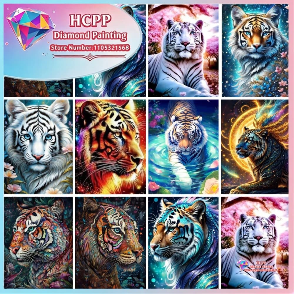 Kit Pittura Diamante Animale Tigre, Diamanti Quadrati e Rotondi 5D, Mosaico Fai da Te, Arte Artigianale, Regalo Squisito, Decorazioni per la Casa