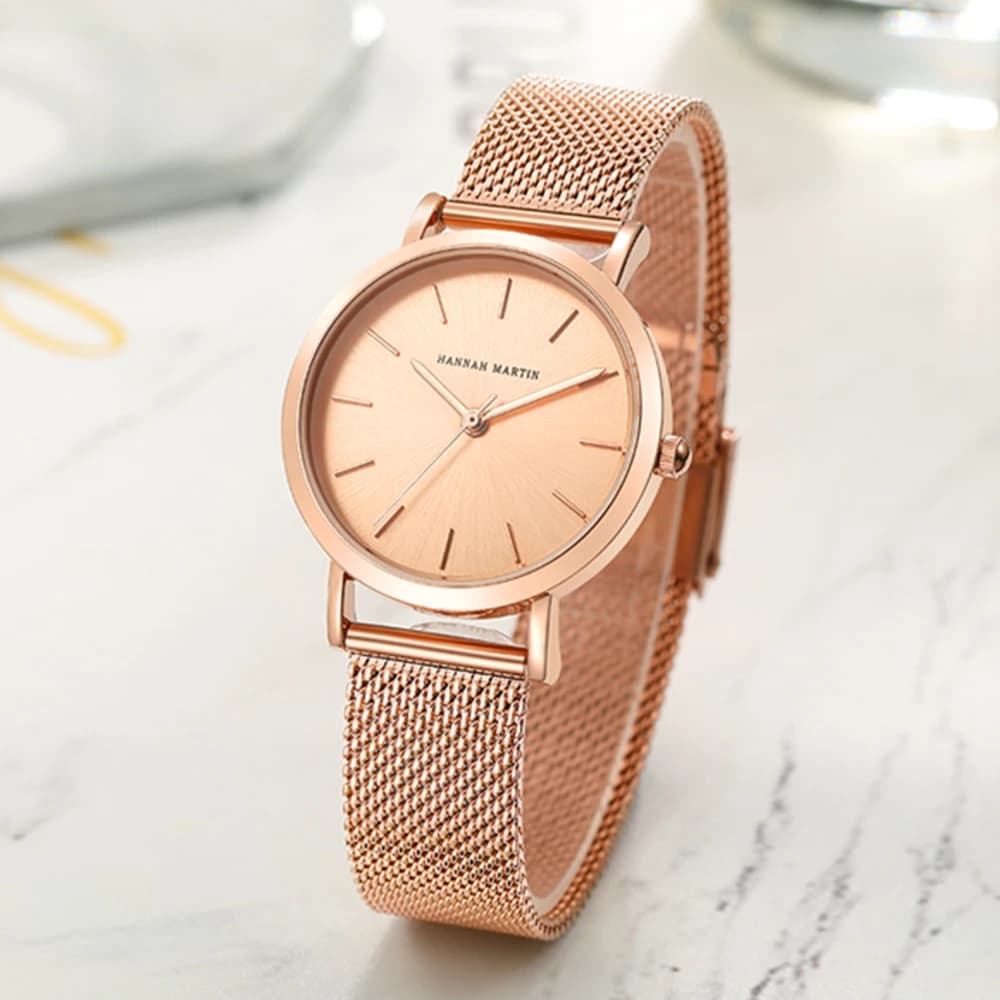 36 millimetri Quadrante Semplice Donne di Disegno Classico Pieno Oro Rosa In Acciaio Inox Maglia Femminile Del Quarzo Del Giappone Casual Impermeabile Orologi Da Donna